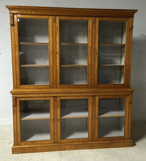 A 19thc Birds Eye Maple Six Door Glazed Bookcase 614945 Www