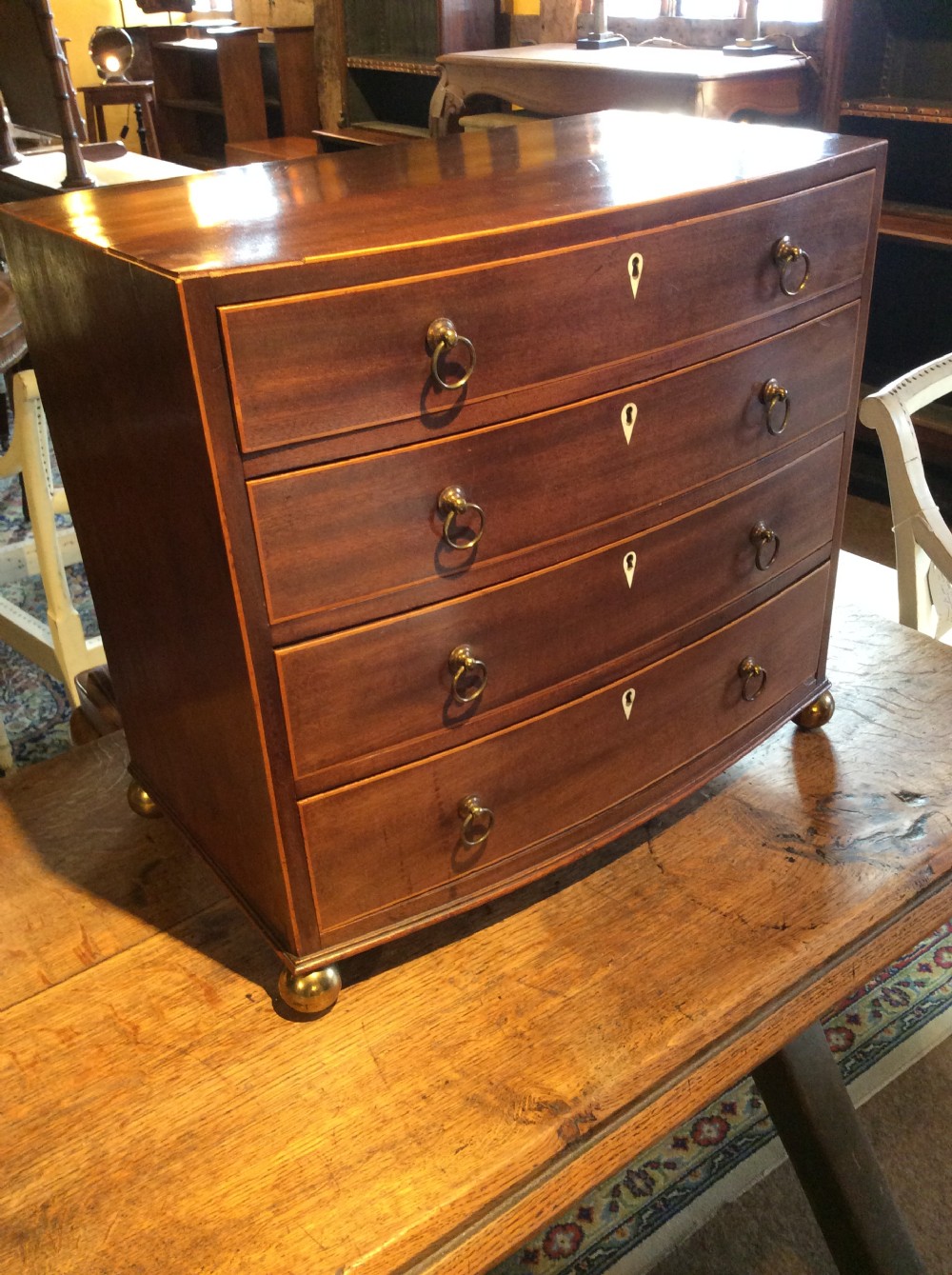 Regency Mahogany Bow Front Miniature Chest Of Drawers 578357