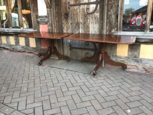 regency twin pillar mahogany table