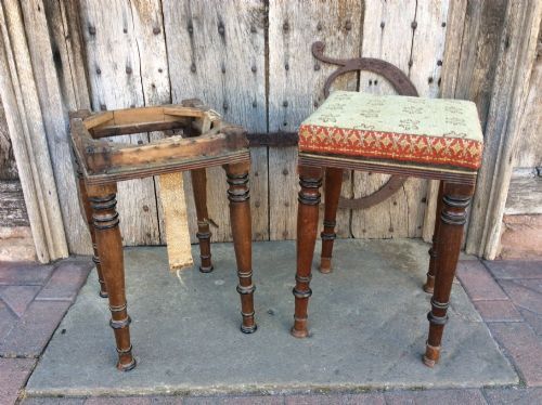 a 19thc pair of mahogany and ebonised stools