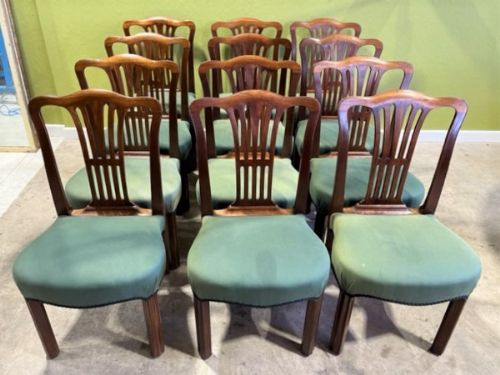 a set of 12 single 18th century mahogany dining chairs